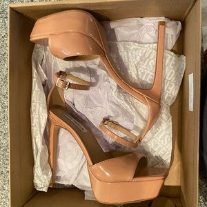 Steve Madden Nude Patent Platform Stiletto Heels